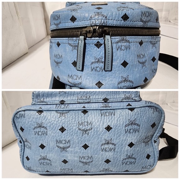 Authentic MCM Visetos Small Side Stud Stark Backpack Munich Blue - Picture 13 of 16